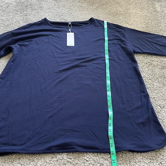 Eileen Fisher tencel terry midnight bateau nk top blue women’s X-Large NWT - Picture 5 of 8